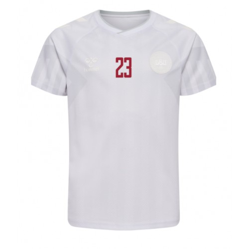 Lacne Muži Futbalové dres Dánsko Pierre-Emile Hojbjerg #23 MS 2022 Krátky Rukáv - Preč